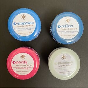 Lot of 4 Root Candle Seeking Balance Traveler Decorative Tin Candles Beeswax